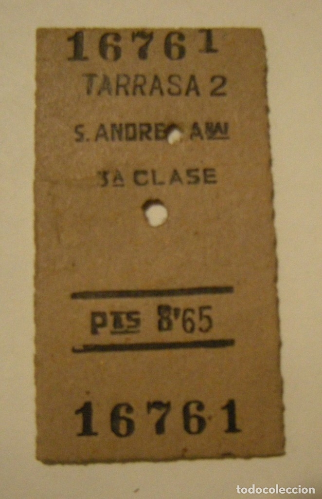 Collectables Transport Tickets: BILLET EDMONSON TARRASA 2 - SAN ANDRES ARENAL EN BUEN ESTADO A&Ntilde;O 1958