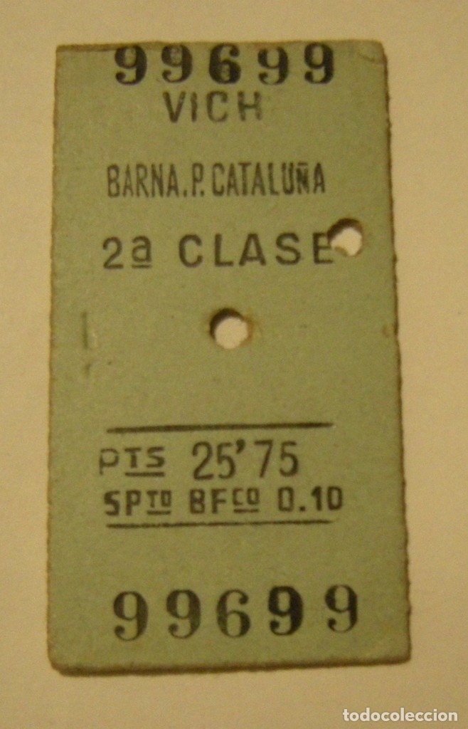 Collectables Transport Tickets: BILLETE EDMONSON VICH - BARCELONA P.CATALU&Ntilde;A EN BUEN ESTADO A&Ntilde;O 1955