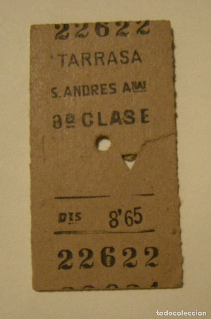 Collectables Transport Tickets: BILLETE EDMONSON TARRASA - SAN ANDRES ARENAL EN BUEN ESTADO A&Ntilde;O 1958
