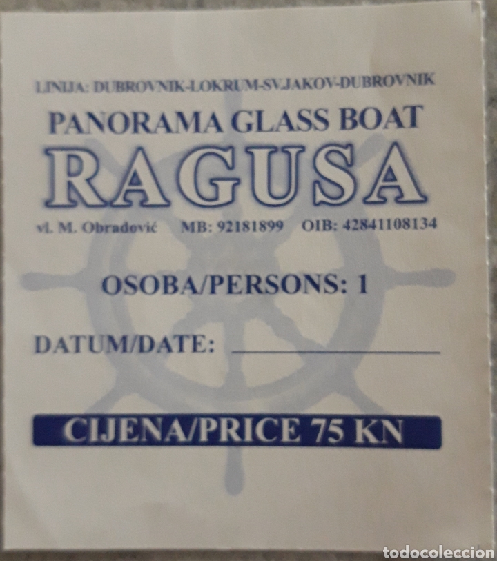 Collectables Transport Tickets: BILLETE BARCO DE CROACIA
