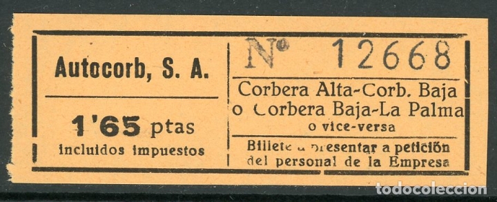 billetes de autocorb, s.a. // corbera alta, baj - Buy Antique transport  tickets on todocoleccion