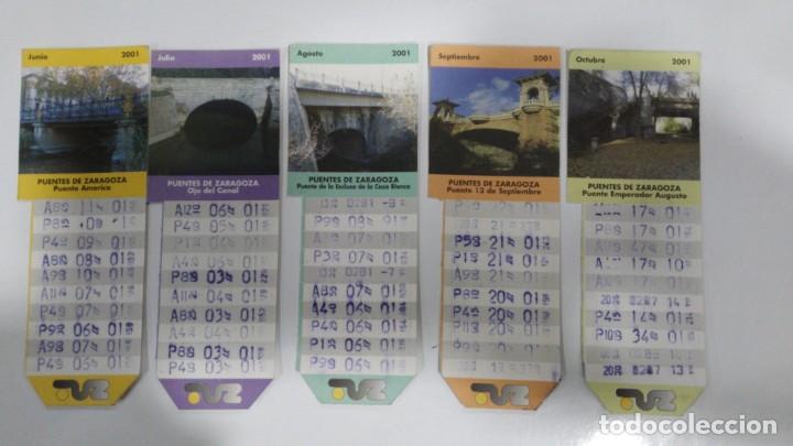Coleccionismo Billetes de transporte: CINCO BONO BUS USADOS DE ZARAGOZA A&Ntilde;O 2001. PUENTES DE ZARAGOZA