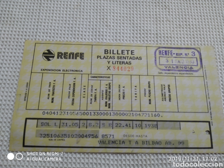 Coleccionismo billetes de transporte: Billete de RENFE 1983 - Foto 1