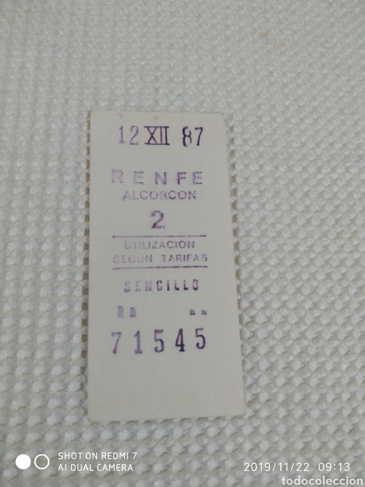 Coleccionismo billetes de transporte: Billete Renfe 1987 - Foto 1