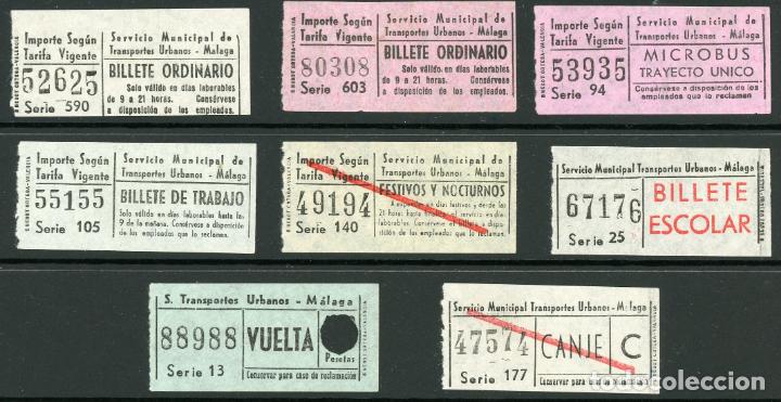 Collectionnisme Billets de transport: GSC - OCHO BILLETES DEL SERVICIO MUNICIPAL DE TRANSPORTES DE MALAGA // S5