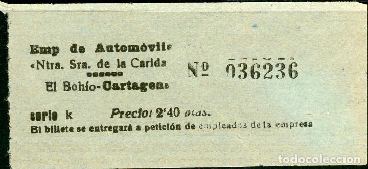 Collectionnisme Billets de transport: GSC 362 - BILLETE DE EMP. AUTOMOVILES 'NTRA. SRA. DE LA CARIDAD' // EL BOHIO - CARTAGENA // S7