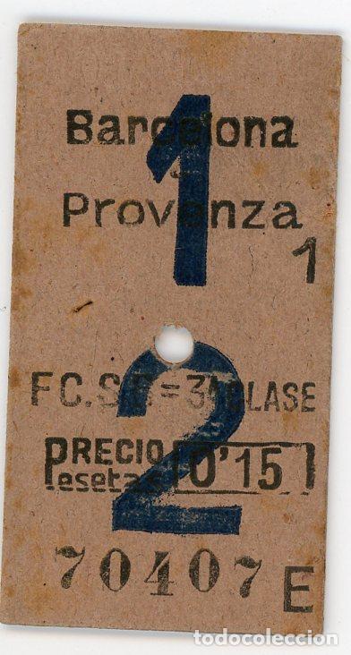 Collectables Transport Tickets: (F17//9) BILLETE EDMONDSON DEL FERROCARRIL DE SARRIA--- MUY RARO EL COLOR AZUL DE LOS DOS NUMEROS