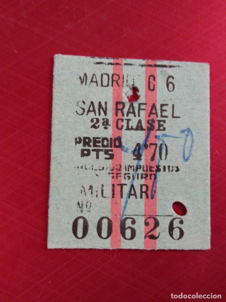 Coleccionismo Billetes de transporte: Billete de tren en cart&oacute;n. Madrid San Rafael 2&deg; clase militar. Renfe A&ntilde;os 40