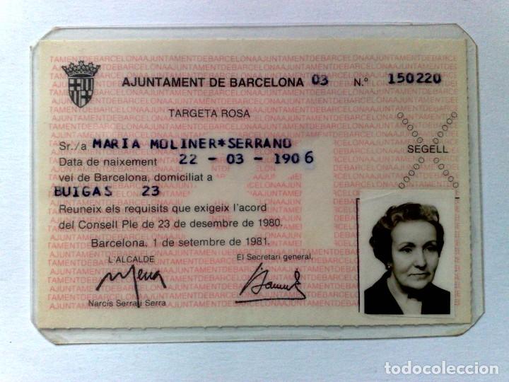 Colecionismos Bilhetes de Transporte: TARJETA ROSA DE TRANSPORTE PUBLICO,A FAVOR DE PERSONA NACIDA 1906 (EXP. 09/81) DESCRIPCI&Oacute;N