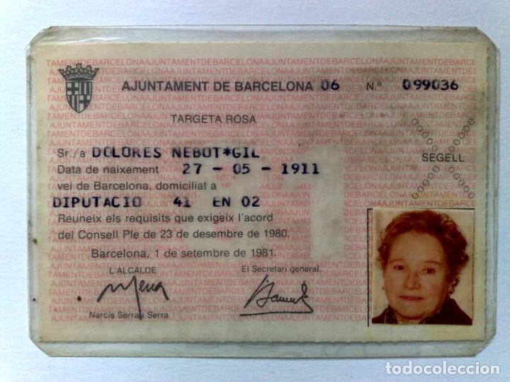 Colecionismos Bilhetes de Transporte: TARJETA ROSA DE TRANSPORTE PUBLICO,A FAVOR DE PERSONA NACIDA 1911 (EXP. 09/81) DESCRIPCI&Oacute;N