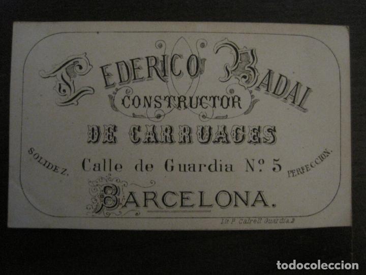 Collectables Transport Tickets: TARJETA COMERCIAL CARRUAJES DILIGENCIAS-BARCELONA-FEDERICO BADAL-PUBLICIDAD-VER FOTOS-(V-18.747)