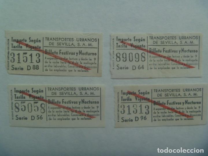 Collectionnisme Billets de transport: LOTE DE 4 BILLETES AUTOBUS DE TRANSPORTES URBANOS DE SEVILLA, FESTIVOS Y NOCTURNO. A&Ntilde;OS 60. CAPICUAS