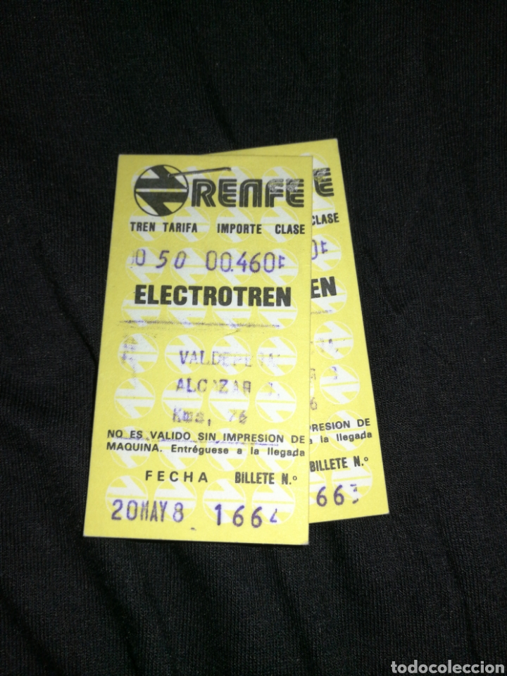 Sammeln von Fahrkarten: BILLETES TREN RENFE 1989. 2 UNIDADES.VALDEPE&Ntilde;AS, ALC&Aacute;ZAR DE SAN JUAN.