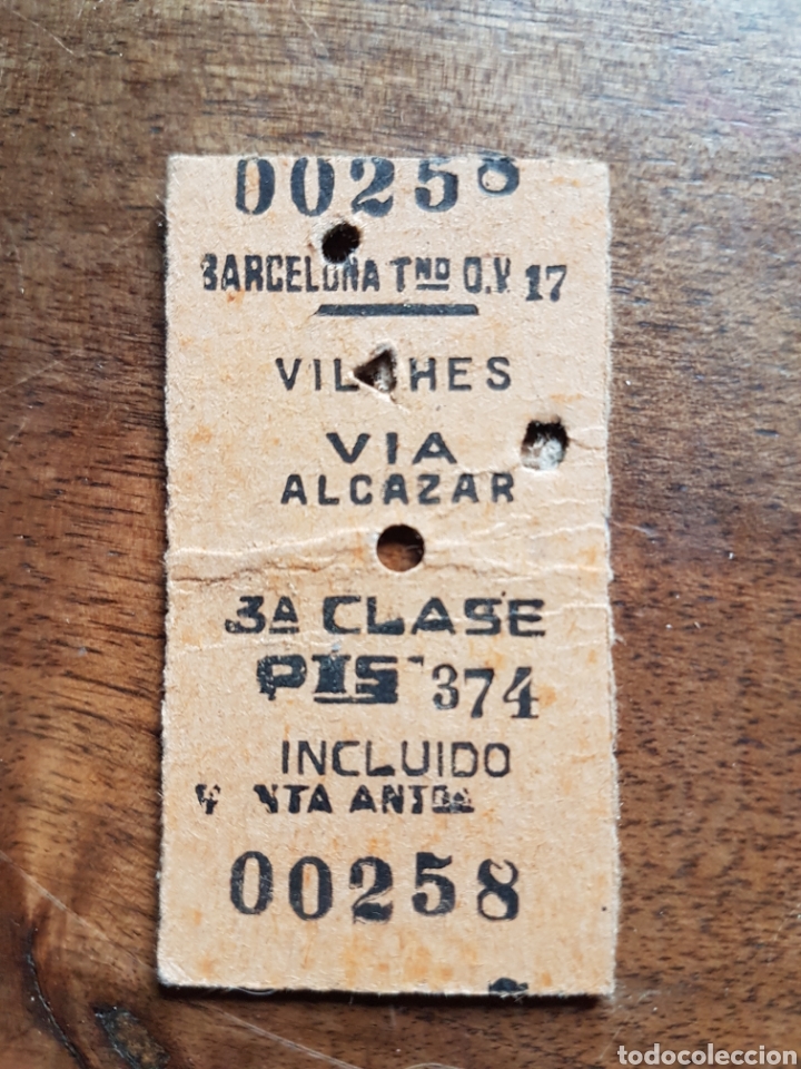 Coleccionismo Billetes de transporte: Ticket tren Vilches Alcazar 1966