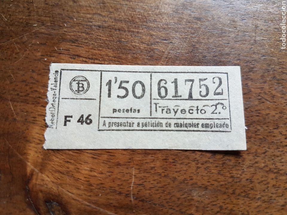 Coleccionismo Billetes de transporte: Ticket tranvia Valencia a&ntilde;os 50