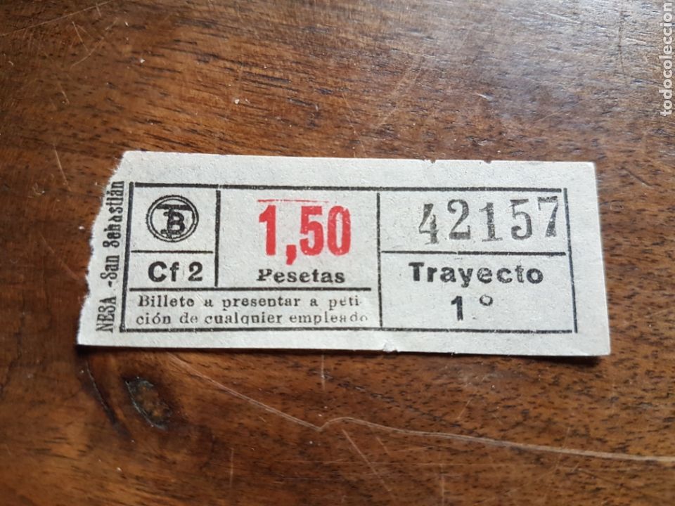 Coleccionismo Billetes de transporte: Ticket tranvia San Sebastian a&ntilde;os 50