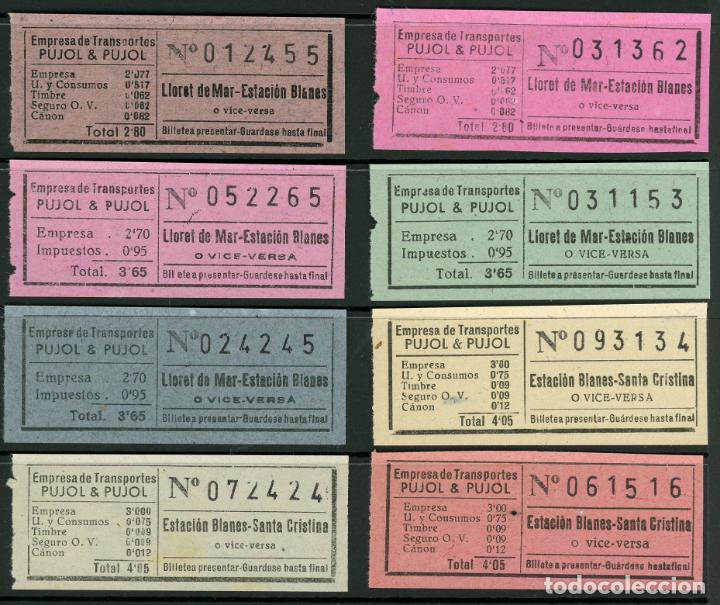Coleccionismo Billetes de transporte: (L761) 8 BILLETES DE PUJOL & PUJOL // LLORET DE MAR, BLANES - SANTA CRISTINA // Y48