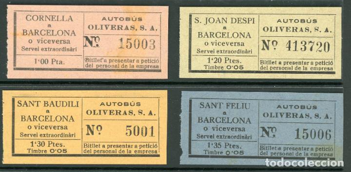 Sammeln von Fahrkarten: (L770) 4 BILLETES DE AUTOBUS OLIVERAS, S.A. // SANT FELIU, S. JON DESPI, S. BAUDILIO, ... // Y45