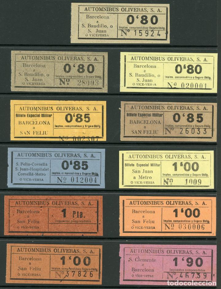 Sammeln von Fahrkarten: (L769) 11 BILLETES DE AUTOMNIBUS OLIVERAS, S.A. // DE 0,80 A 1,90 PTAS // Y43