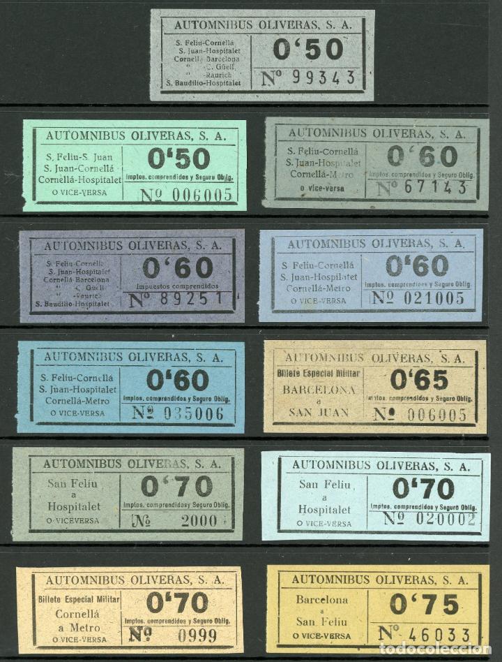 Sammeln von Fahrkarten: (L768) 11 BILLETES DE AUTOMNIBUS OLIVERAS, S.A. //DE 0,50 A 0,75 PTAS // Y43