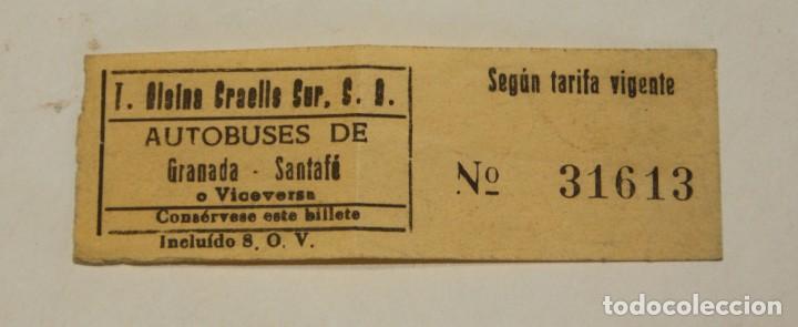 Collectionnisme Billets de transport: BILLETE CAPICUA T.ALSINA GRAELLS SUR.S.A. AUTOBUSES DE GRANADA - SANTAFE. MEDIDAS 7,50 X 2,50