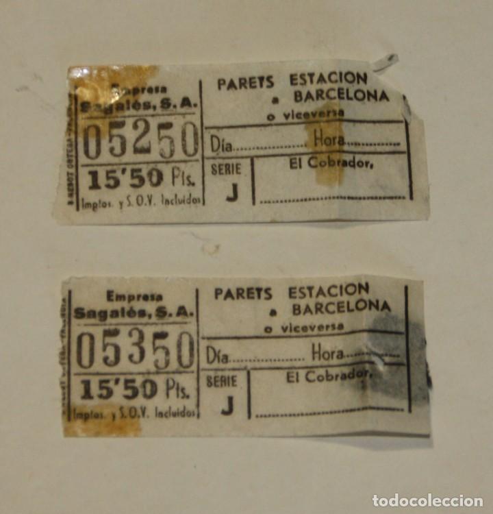Colecionismos Bilhetes de Transporte: 2 BILLETES CAPICUAS EMPRESA SAGALES,S.A. PARETS ESTACION A BARCELONA ESTADO EL DE LA FOTO
