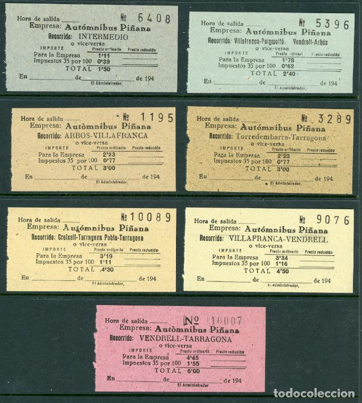 Sammeln von Fahrkarten: (L772) 7 BILLETES DE AUTOMNIBUS PI&Ntilde;ANA // 1940 // Y51