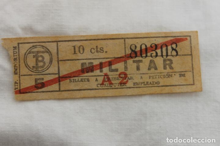 Collectables Transport Tickets: BILLETE MILITAR TRANSPORTES BARCELONA, 10 CENTIMOS PARA CABOS Y SOLDADOS CON UNIFORME