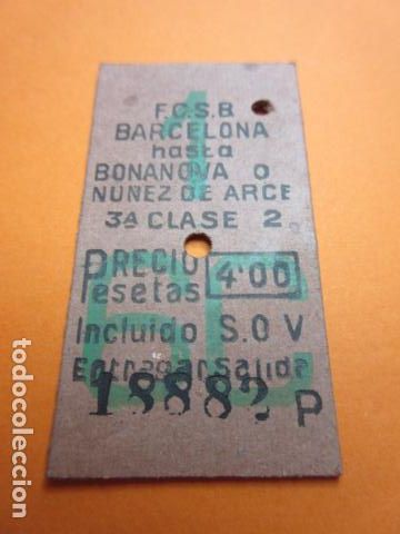 Colecionismos Bilhetes de Transporte: BILLETE EDMONSON FERROCARRIL SARRIA GENERALITAT BARCELONA BONANOVA 4 PESETA