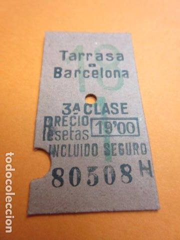 Coleccionismo Billetes de transporte: BILLETE NUMERO CAPICUA 80508 FERROCARRIL SARRIA GENERALITAT TARRASA BARCELONA 19 PESETAS