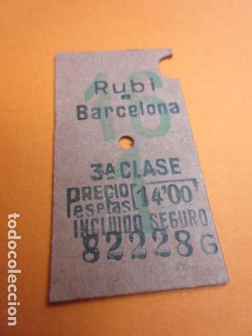 Collectionnisme Billets de transport: BILLETE NUMERO CAPICUA 82228 FERROCARRIL SARRIA GENERALITAT RUBI BARCELONA 14 PESETAS