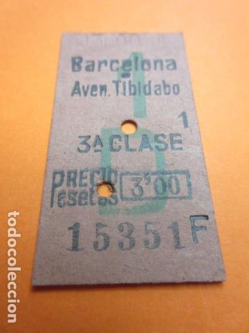 Sammeln von Fahrkarten: BILLETE NUMERO CAPICUA 15351 FERROCARRIL SARRIA GENERALITAT BARCELONA  AVENIDA TIBIDABO 3 PESETAS