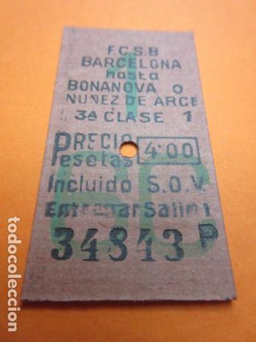 Collectionnisme Billets de transport: BILLETE NUMERO CAPICUA 34843 FERROCARRIL SARRIA GENERALITAT BARCELONA BONANOVA 4 PESETAS