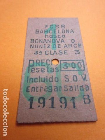 Collectionnisme Billets de transport: BILLETE NUMERO CAPICUA 19191 FERROCARRIL SARRIA GENERALITAT BARCELONA BONANOVA 3 PESETAS