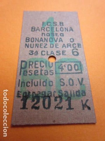 Sammeln von Fahrkarten: BILLETE NUMERO CAPICUA 12021 FERROCARRIL SARRIA GENERALITAT BARCELONA BONANOVA 4 PESETAS