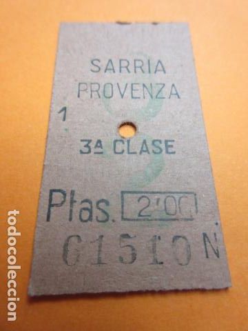 Collectionnisme Billets de transport: BILLETE NUMERO CAPICUA 01510 FERROCARRIL SARRIA GENERALITAT SARRIA PROVENZA 2 PESETAS