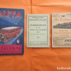 Coleccionismo Billetes de transporte: LOTE 3 GUIAS FERROCARILES CATALANES 1932 - EL CARRIL 1935 - RUTA 1935. Lote 200245130