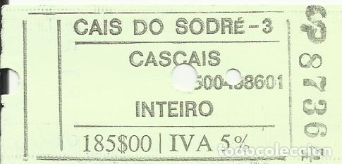 Collectables Transport Tickets: Billete tren Lisboa Cascais. 1997. Cais do Sodr&eacute;. Portugal. Transporte. Buen estado. 3x6,5 cm.