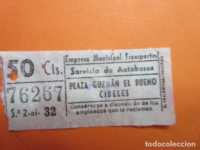 Colecionismos Bilhetes de Transporte: BILLETE CAPICUA 76267 AUTOBUSES DE MADRID EMT PLAZA GUZMAN EL BUENO CIBELES