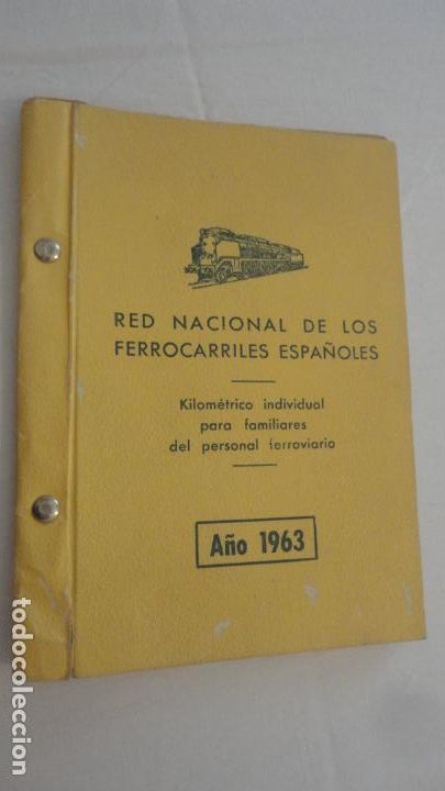Collectionnisme Billets de transport: ANTIGUO BILLETE KILOMETRICO INDIVIDUAL.FAMILIARES PERSONAL FERROVIARIO.RENFE 1963