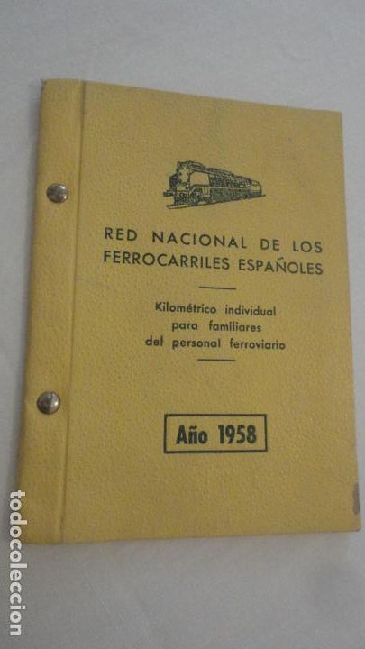 Collectionnisme Billets de transport: ANTIGUO BILLETE KILOMETRICO INDIVIDUAL.FAMILIARES PERSONAL FERROVIARIO.RENFE 1958