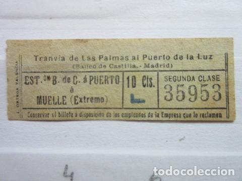 Collectionnisme Billets de transport: MUY ANTIGUO CAPICUA 35953 TRANVIA DE LAS PALMAS AL PUERTO DE LA LUZ BANCO CASTILLA MADRID CANARIAS