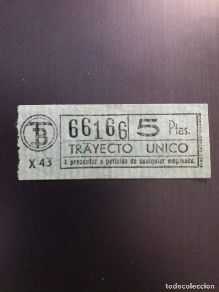 Colecionismos Bilhetes de Transporte: BILLETE CAPICUA 66166 TRANVIAS BARCELONA - 5 Ptas. -TRAYECTO UNICO X-43