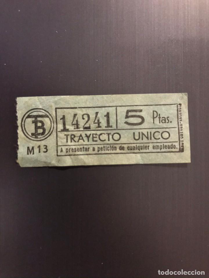 Coleccionismo billetes de transporte: BILLETE CAPICUA 14241 TRANVIAS BARCELONA - 5 Ptas . -TRAYECTO UNICO M-13