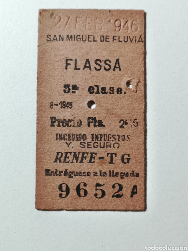 Collectionnisme Billets de transport: BILLETE DE TREN. RENFE. SANT MIQUEL DE FLUVIA A FLASSA. 1946