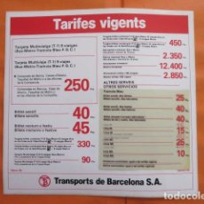 Coleccionismo Billetes de transporte: AVISO EN ADHESIVO TARIFAS VIGENTES CON ERRATA Y CORRECIÓN FEBRERO 1984 TRANSPORTES BARCELONA. Lote 206310688
