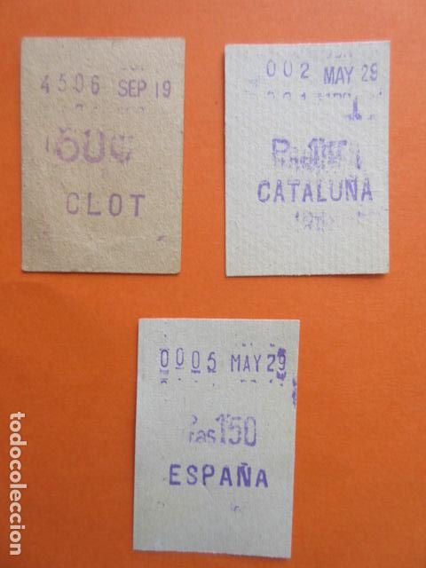 Colecionismos Bilhetes de Transporte: BONITO LOTE DE 3 BILLETES ANTIGUOS DEL METRO DE BARCELONA DIFERENTES PRECIO Y ESTACION