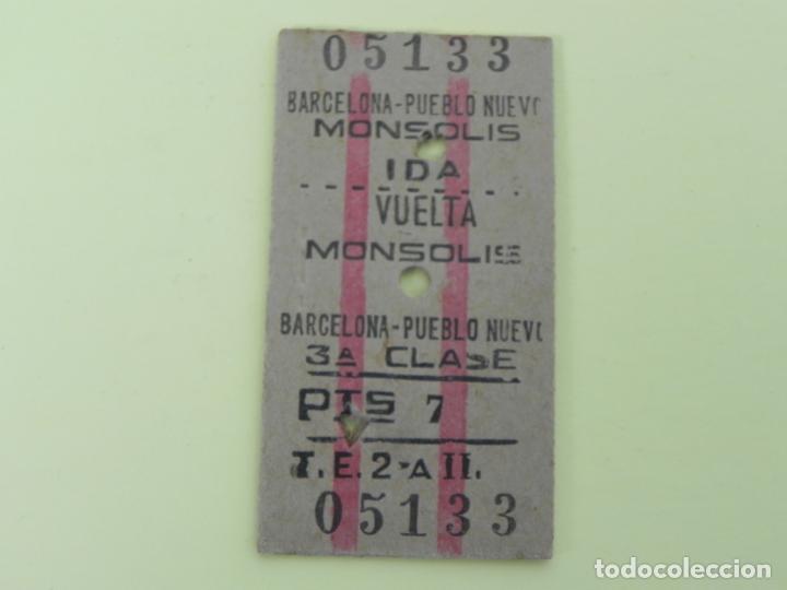 Collectables Transport Tickets: BILLETE RENFE BARCELONA PUEBLO NUEVO / MONSOLIS (IDA Y VUELTA) N&ordm; 05133