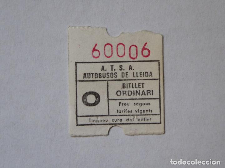 Sammeln von Fahrkarten: Antiguo billete usado de A.T.S.A. Autobuses de L&eacute;rida-Lleida. Billete Ordinario. Capicua 60006