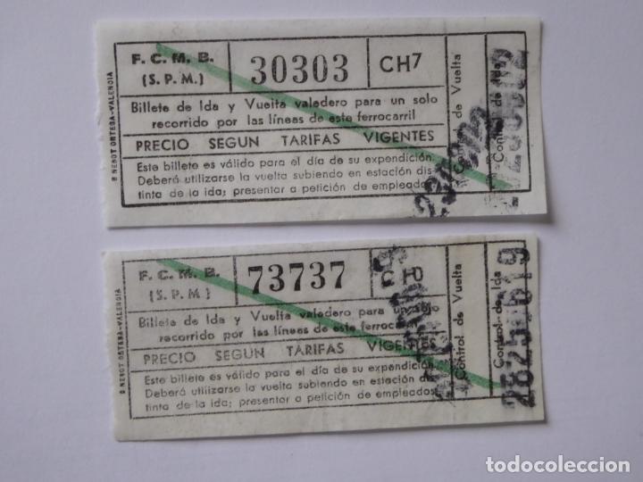 Sammeln von Fahrkarten: Lote 2 antiguos billetes de F.C.M.B. Ferrocarril Metropolitano de Barcelona. Ida y vuelta. Capicuas